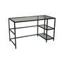 Hanah Home M101 Mesa de Estudio 130x60cm Cristal Templado y Metal Negro Diseño Moderno Industrial
